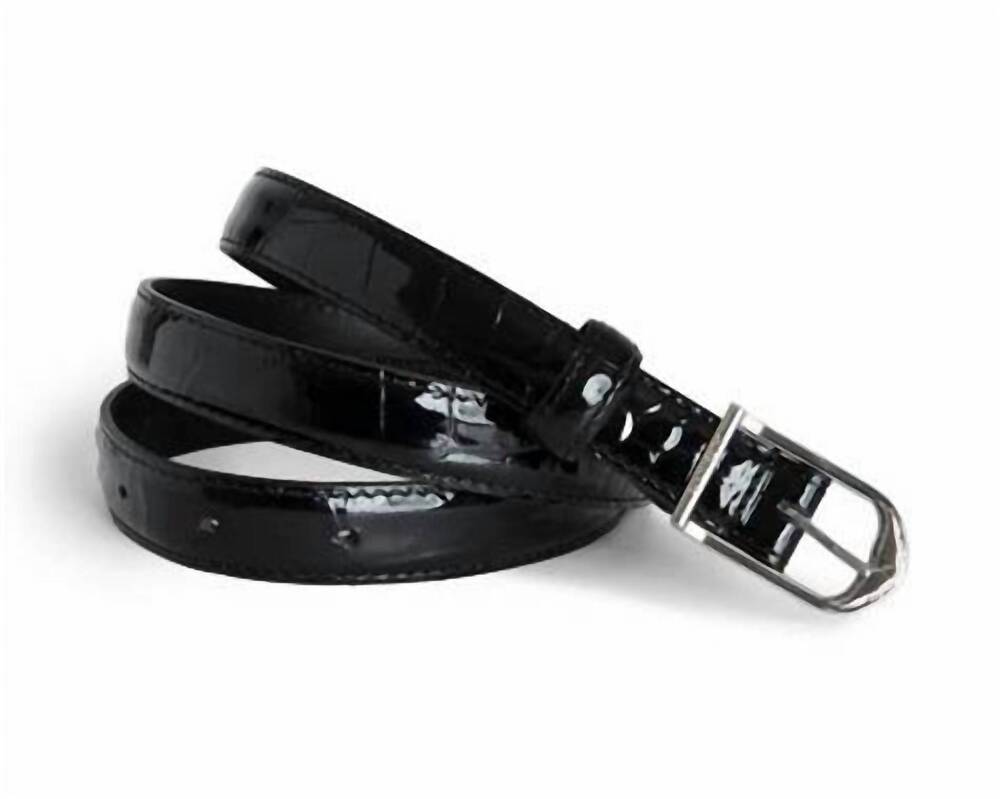 NEW ZADIG & VOLTAIRE rise 20mm embossed croco belt in black